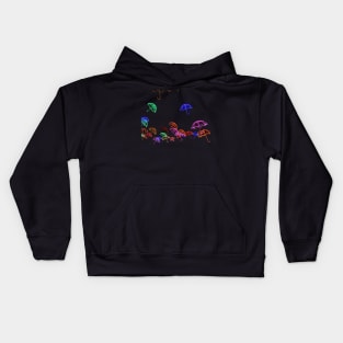 Colourful umbrellas in the night Kids Hoodie